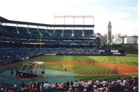 [photo, Oriole Park at Camden Yards (pre-game warm-up), Baltimore, Maryland]