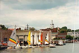 [photo, Sailboats at City Dock (State House dome in background), Annapolis, Maryland]